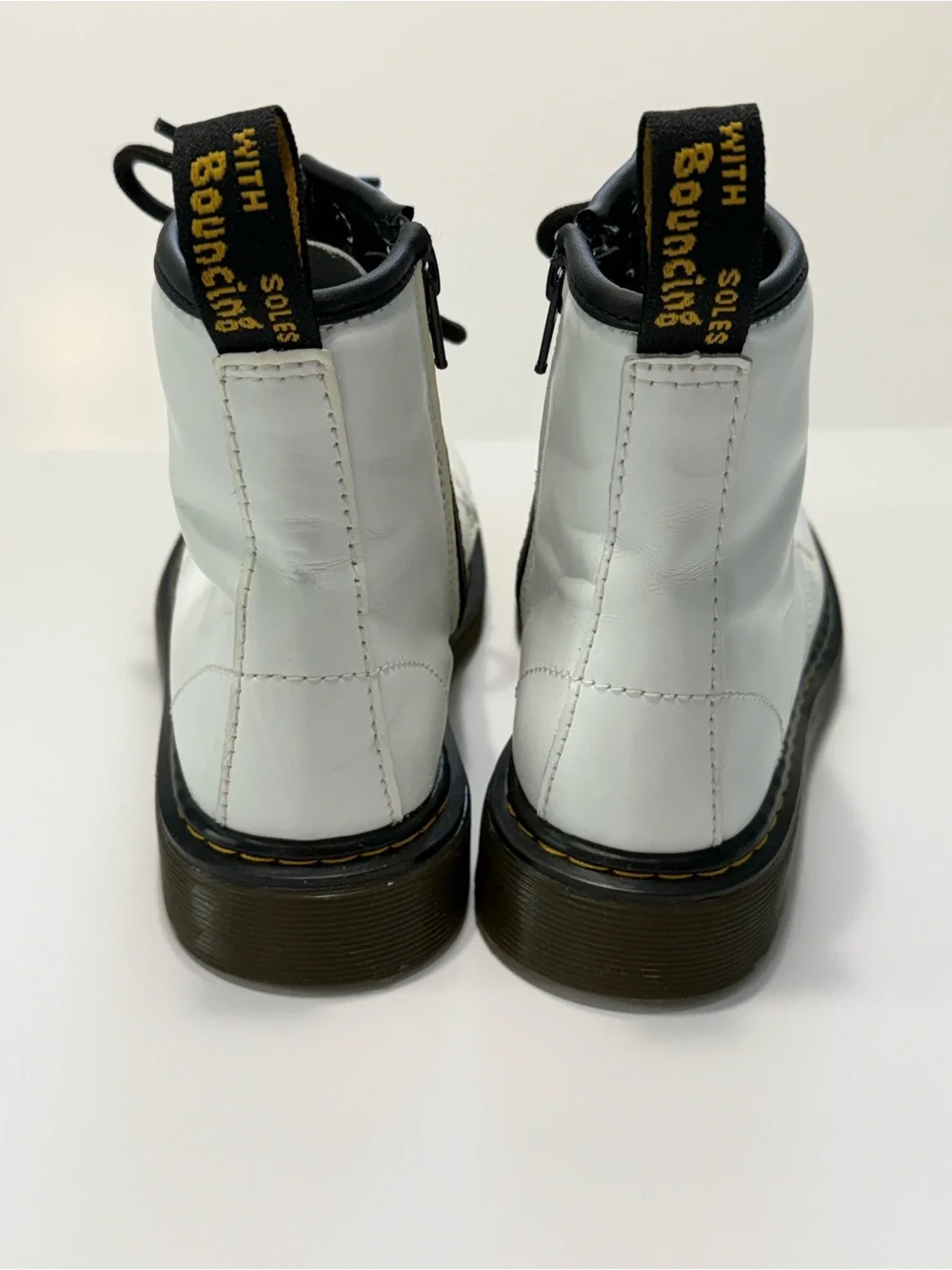 Dr. Martens Kids 1460J Leather Boots White Zip Up Size US 2
